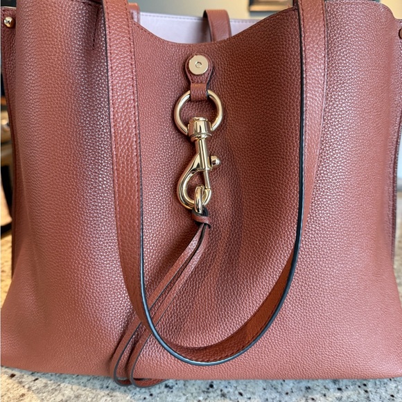 Rebecca Minkoff Brown Gold Shoulder Bag with Structured Design - Picture 3 of 5